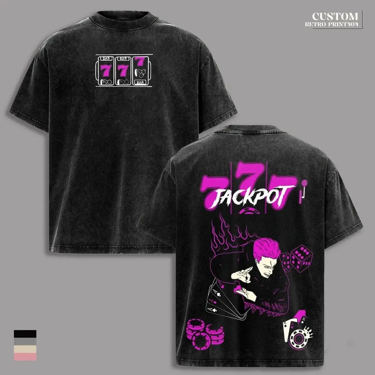 Hakari Kinji Jujutsu Kaisen Vintage Washed Oversized T-Shirt & Hoodie – 777 Jackpot Anime Graphic, Double Printed Heavyweight Cotton Streetwear, Culling Game JJK Tee Fan Gift Q8K