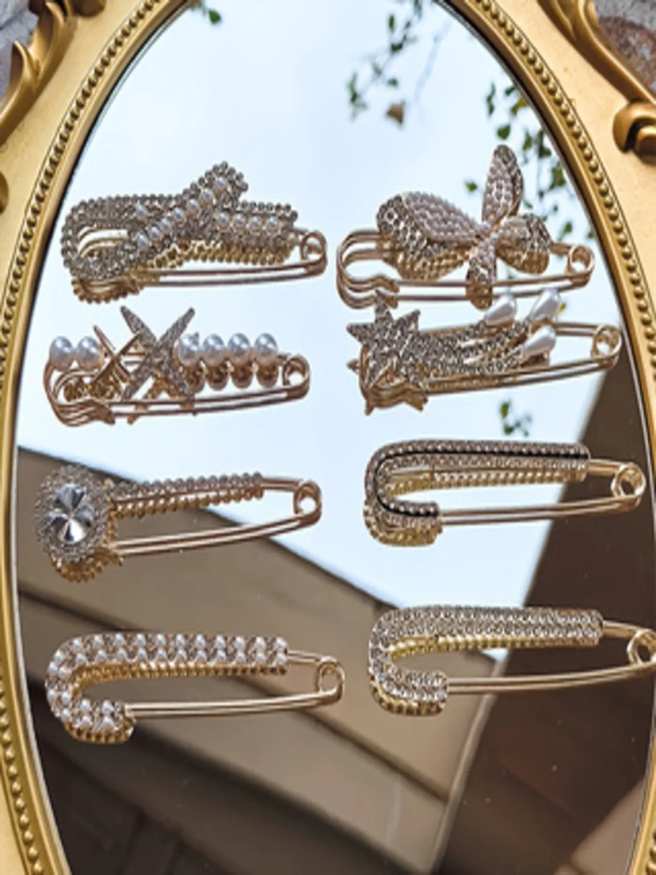 4-Piece Fashion Brooch Set, Perfect for Shirts or Scarves, Safety Pin Dress Clip, Alloy Brooch Pin, Back Belt Women's Decorative Accessories, Casual Wear, Drop Set Pins