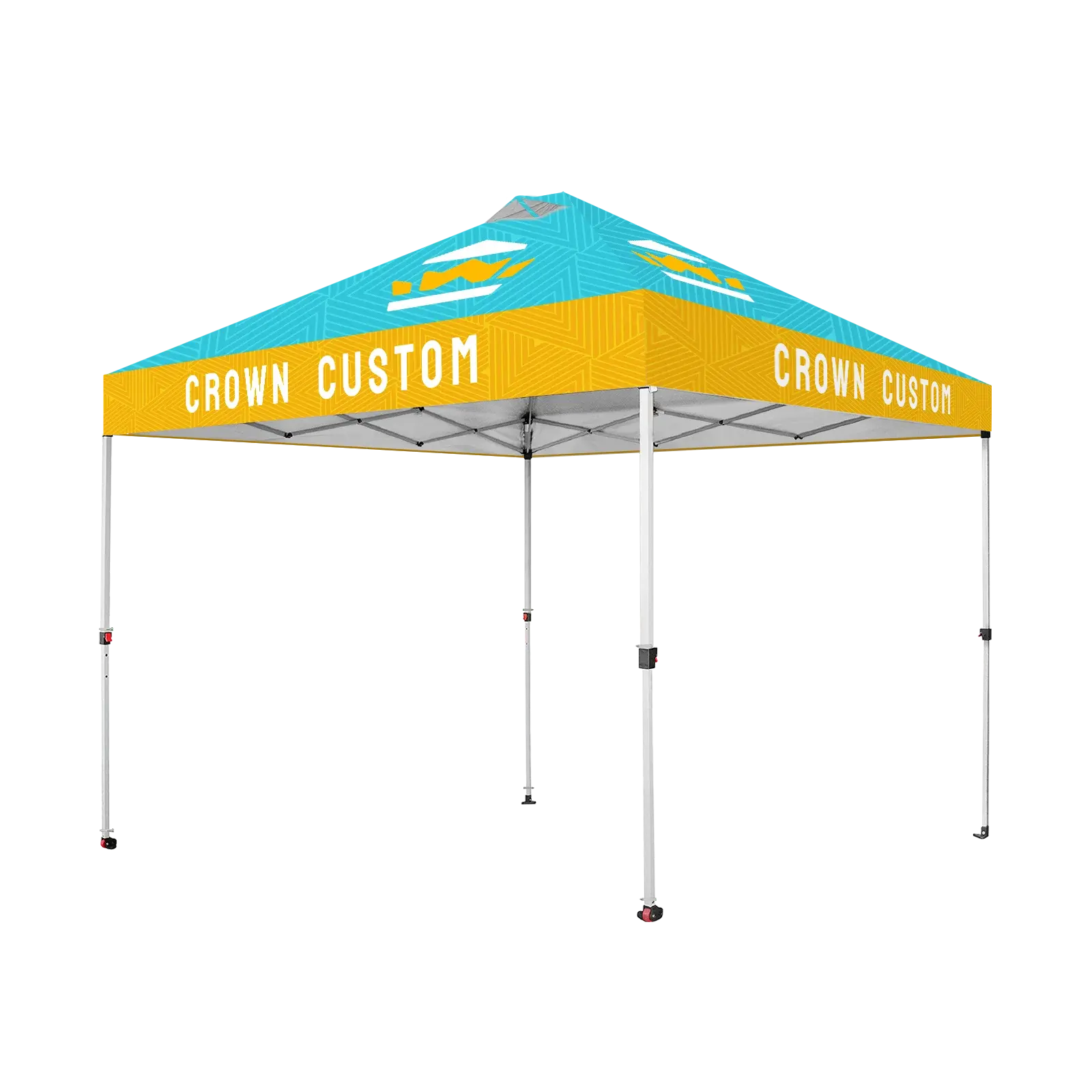 CROWN SHADES 12x12 Rectangular Custom Canopy Tent with Digital Print Logo - Customizable Top, Backwall, Sidewall, Heavy-Duty Commercial Outdoor Furniture Tent with PU Fabric, Ground Stakes