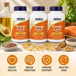 Omega 3-6-9 1000mg Softgels, Blend of Flax Seed, Evening Primrose, Canola, Black Currant & Pumpkin Seed Oils, Daily Wellness & Heart Health Support, 100 Softgels