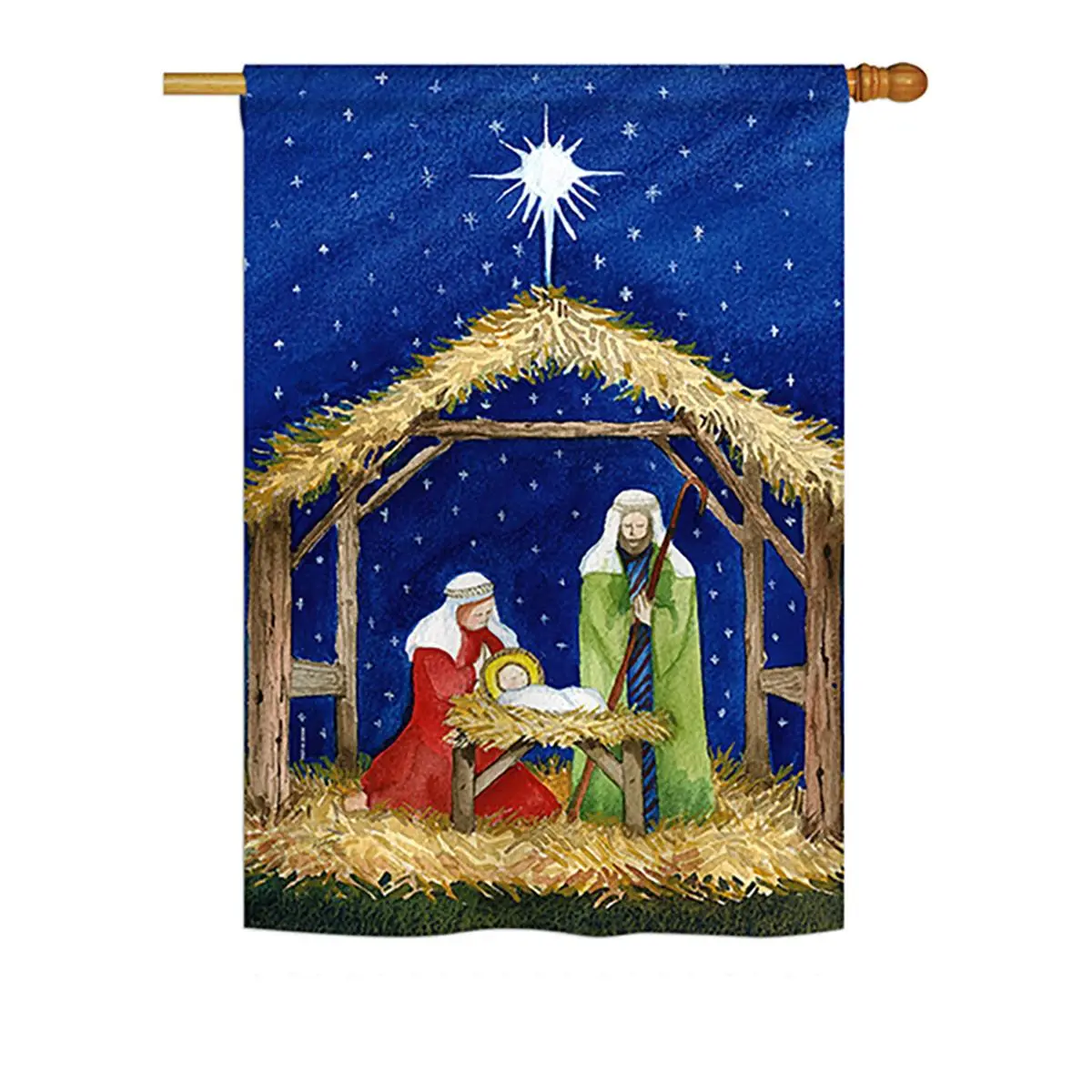 Breeze Decor BD-NT-H-114214-IP-BO-DS02-US 28x40in Vertical Hanging Nativity Print Banner, Festive Winter Home Decoration House Flag