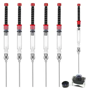 6 Pack Fountain Pen Ink Syringe Filler, 3.4mm Bore Diameter Fountain Pen Spring Converter Ink Auxiliary Absorber Ink Filling Syring with Removable Blunt Needle Tip for Fountain Pen