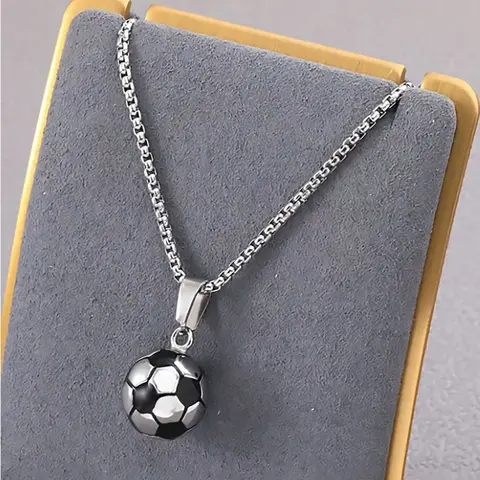 Men's Stainless Steel Sporty Football Pendant Necklace, Casual Trendy Matching Exquisite Trendy Fashion Pendants Necklace Jewelry for Party, Classic Fashion Accessories for Daily Wear, Fashion Accessory Necklace