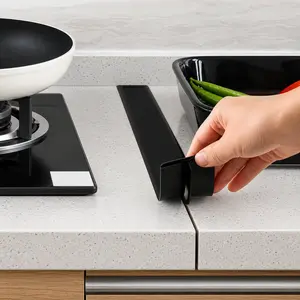 2 Pack Silicone Stove Gap Covers 21 Inch Food Grade Heat Resistant T-Shape Design for Kitchen Counter Gap Filler Between Stove & Countertop Easy Cut Clean Dishwasher Safe Black