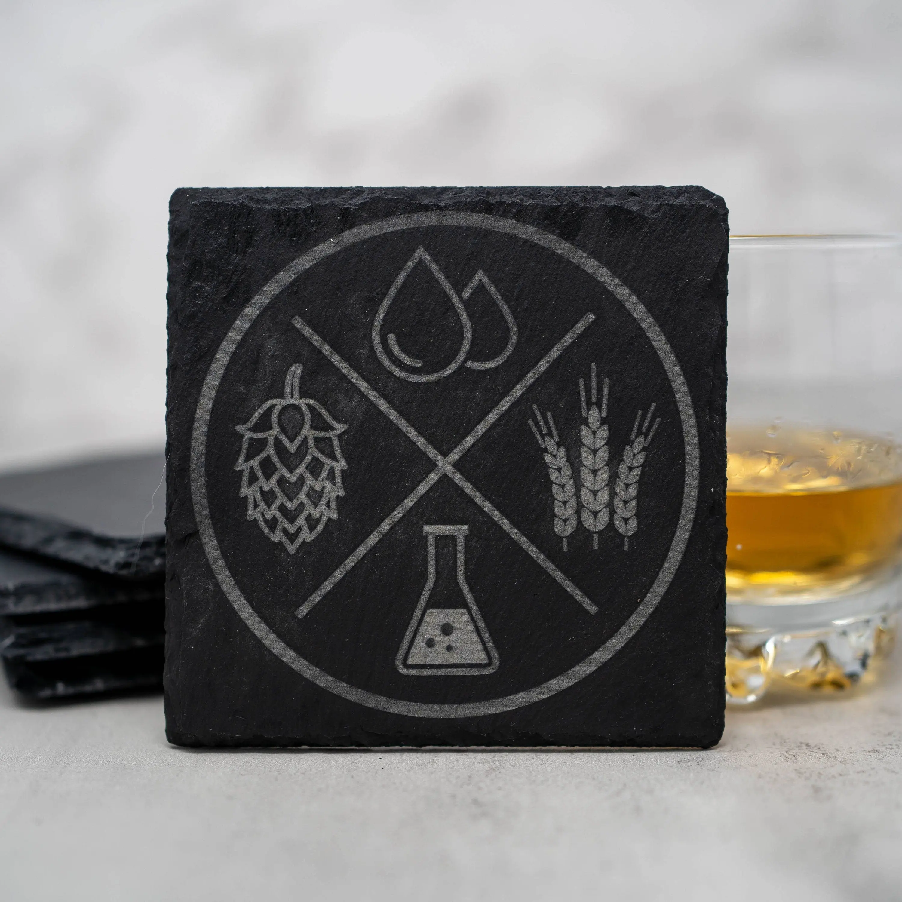 Engraved Slate Coaster for Beer Makers: Celebrate the Elements of Beer with a Personalized Design