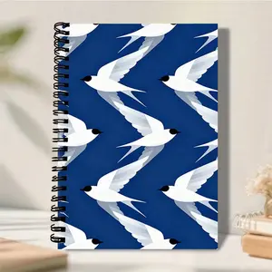 1PC A5 Spiral Notebook with Seagulls in Flight Pattern Design, University Standard Line Spacing, Thickened Paper, Double Bound Diary, Suitable for Boys and Girls