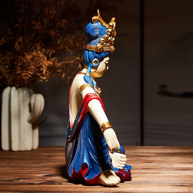 Guanyin Figurine Bodisattva Seated Image Chinese Zen Inspired Decorative Craft for Home Decor