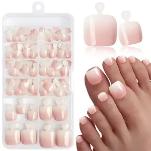 120psc Ombre Press on Toenails Women Fake Toe Nails, Fake Toenails Press on Nails Toe Acrylic Nail Tips Toenails Stick Artificial Toe Nails Press ons Pedicure Nail Art Design