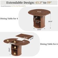 Walnut 43"-59" Extendable+hidden Storage