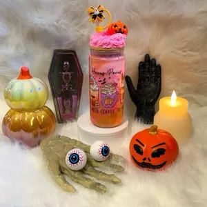 Hocus Pocus Halloween 20oz Snow Globe Cup with straw and silicone straw topper