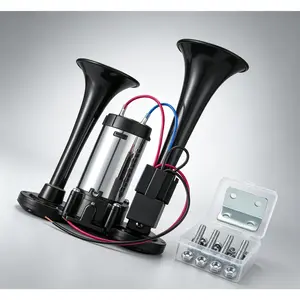 12V 120dB Air Horn Dual Trumpets, Super Loud Electric Train Horn Kit with Upgraded Compressor for 12V Trucks, Cars, SUVs, Motorcycles, Boats, Pickups
