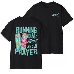 Alani Running on Alani T-Shirt - Trendy Graphic Tee with Colorful Alani Nu Cans and Playful Slogan, Unisex Design for Gym Lovers and Everyday Wear, Funny Drinking Vacation Outfits apparel,summervibes