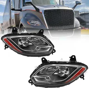 Headlight Assembly Pair for 2018-2023 International LT625 Class 8 Truck Headlamps LED Low Beam + Halogen High Beam (Left and Right Side)