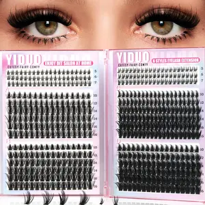 4-6 Styles Eyelash Cluster Bottom/Spiky/40D-300D Volume Spikes Lash Clusters 5-20mm Volume D-Curly DIY at Home Easily， Soft comfortable Easy Apply Natural Look for Makeup Daily Life Eye Makeup Products Cosmetic Eyelash Extension