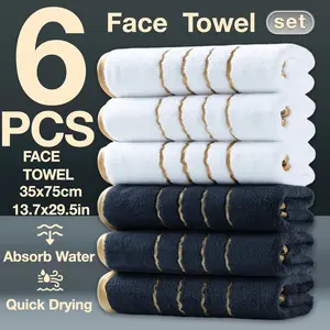 Luxury 6-Piece Bathroom Set with 35x75cm Face Towel, Modern Design for Home & Spa, Great Gift Idea with Excellent Color Fastness