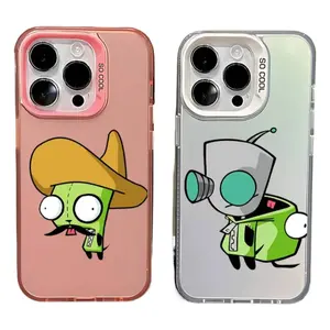 Funny Invader ZIM Gir Phone Cases For iPhone 17 Promax Pro Air 16 Plus 15 14 13 12 11 Pink White IMD Mattle Shockproof Protective Cover Perfect Christmas Halloween Birthday Gift
