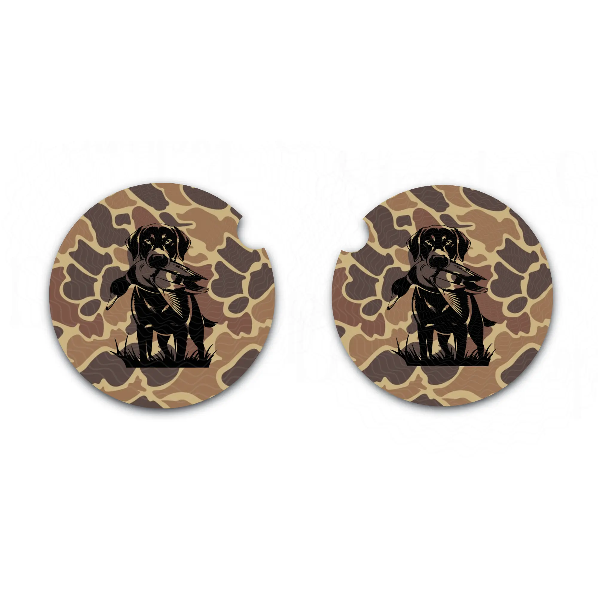 Old School Brown Camo Duck Hunting Car Coasters, Auto Accessories, Duck Hunting Gift, Interior Car Accessory