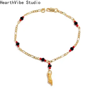 14K Real Gold Plated Elephant Evil Eye Bracelet Jewelry Adjustable Hypoallergenic Bohemian Style Anklet for Women
