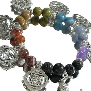 Chakra Crystal Bracelet With Charms For Adults - Aligns & Balances Chakras - Fashionable Everyday Wear Jewelry - Size 7/8