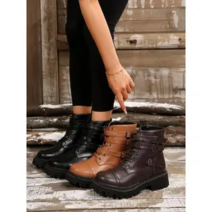 Women's Gothic Platform Boots with Holographic High Heels, Side Zipper and Lace-Up Design, Us Sizes 5.5-11 for Fashion-Forward Style