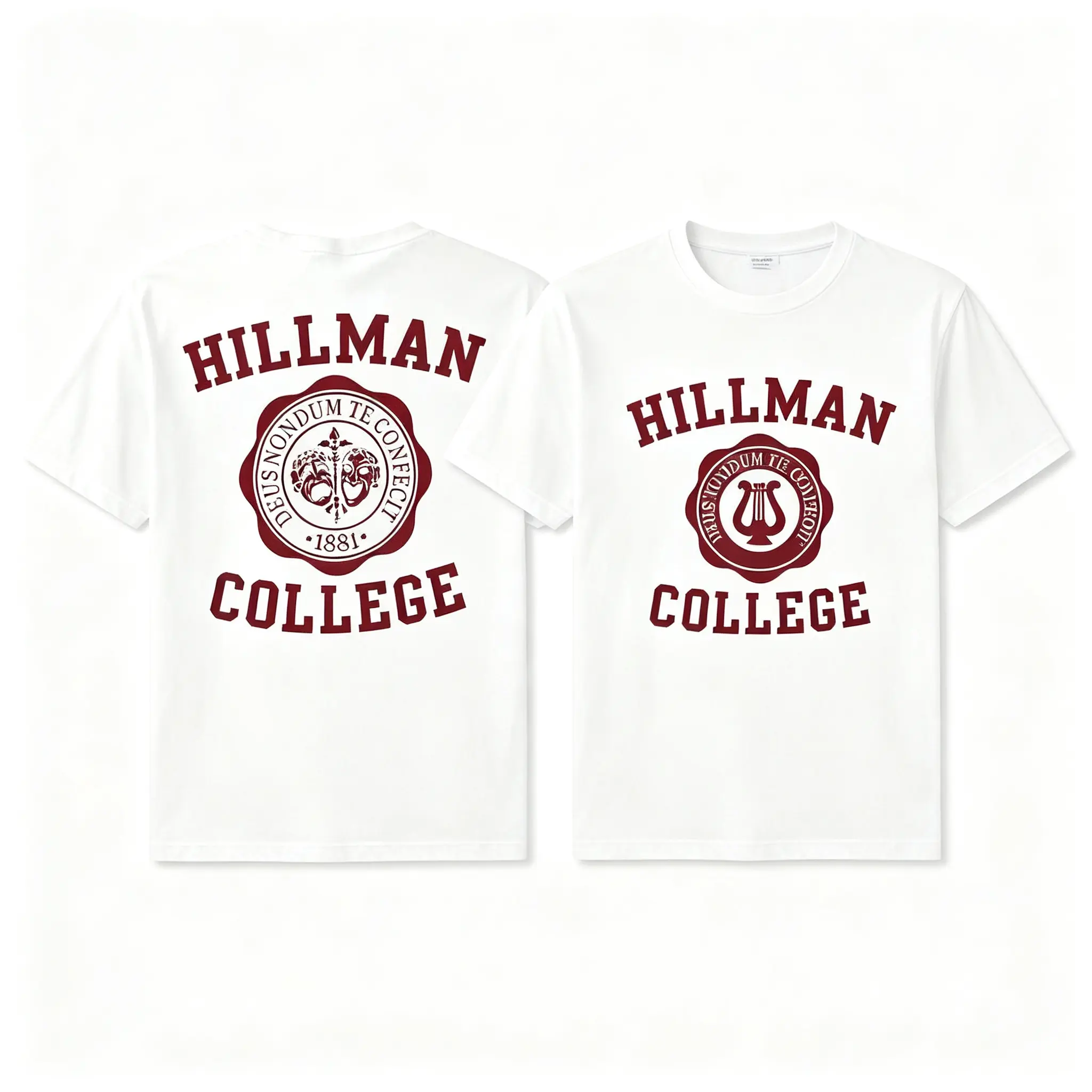 Plus Size - Plus Size - Plus Size - [Single-Sided Print] Hillman College Pattern T-Shirt, Women's Single-Sided Print Fashion Casual Crew Neck T-Shirt