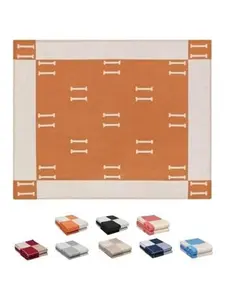 h Blanket Soft Throw Blanket Faux Fleece Cashmere Plaid Warm Shawl Thick Knitted Plush Cozy Comfy for Women Throw Blanket for Sofa Couch Bed   Size 55x66 in (Orange)