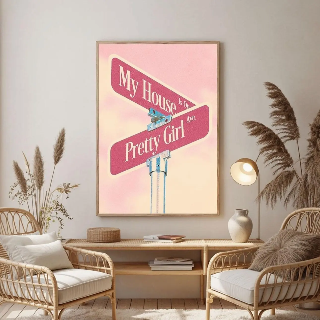 Pretty Girl Ave Street Sign Art Print: Pink Pop Wall Decor A - TikTok Shop