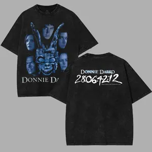 Vintage Donnie Darko rabbit v3 Movie Shirt Double Printed Unisex Acid Washed Lightweight Cotton T-Shirt, Donnie Darko Tshirt Gift For Movie Fan wash