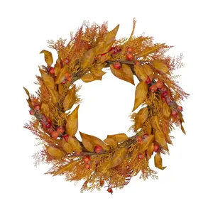 Northlight Red & Orange Ears of Wheat Harvest Wreath - 12"