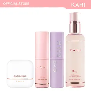 KAHI Full Set - Wrinkle Bounce Multi Balm Stick + Airy Fit Sun Stick SPF 50 + Eye Balm Multi Eye Brightener Stick & Moisture & Glow Balm + Fine Line Bounce Collagen Serum Facial Mist Ampoule