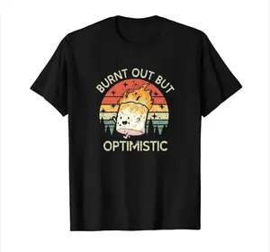 100% Cotton Unisex Fashion Men's T-Shirts Cartoon Camping Campfire Stylish Sport Top Casual Tee Casual Top
