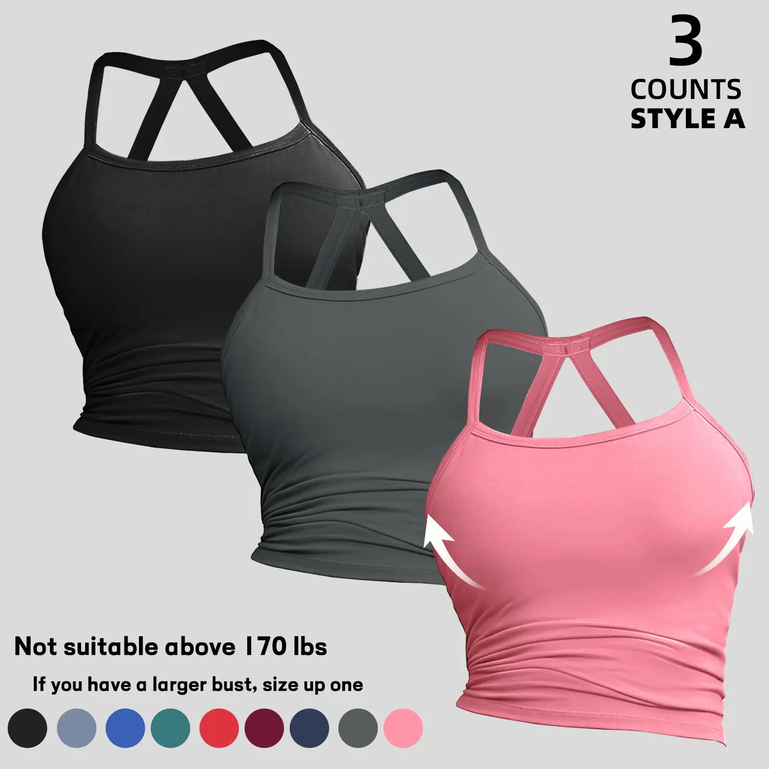 Women's 3-Piece Sports Tank Set - Y-Back Design, Breathable Quick-Dry Knit Fabric, Built-In Bra Pads, Stylish Athletic Top, for Running & Everyday Wear, Athletic Style, Sporty Chic, Workout Outfit Inspo, Cold Wash, Fitness Enthusiasts Activewear