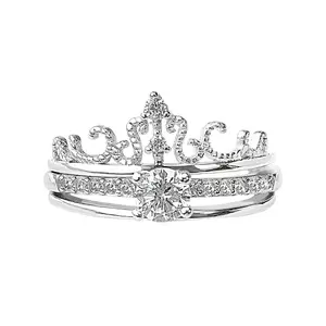 Viral TikTok S925 Sterling Silver Crown Stackable Ring Set for Women Wholesale Jewelry Collection