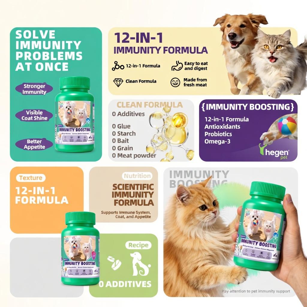 12-in-1 Immunity Boosting for Dogs & Cats – Stronger Immune System, Shiny Coat & Better Appetite | Hegenpet