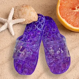 Beach-ready Sandy O’s Beach Sandals come in 5 fruity shades: Red Strawberry, Purple Grape, Green Apple, Blueberry, Pink Grapefruit. Personalized, comfy & sand-friendly!