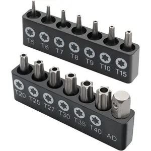 14-Piece Tamper Resistant Star Bits, Chrome Vanadium Steel, T5 - T40 Impact Grade Security Torx Bit Set, 1/4-inch Hex Shank