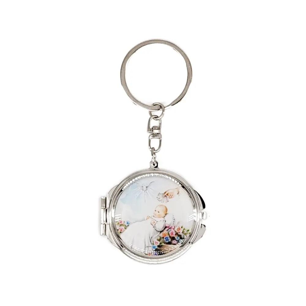 Baby Angel & Guardain Angel Baptism Mirror Keychain