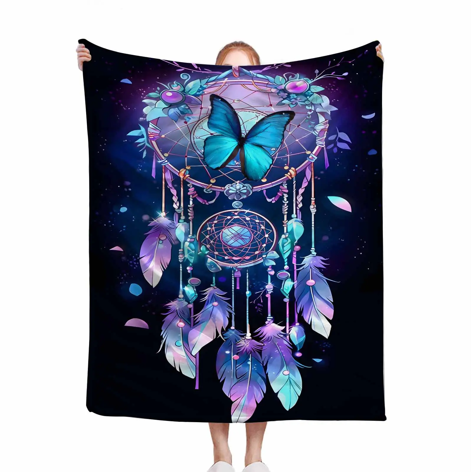 Dream Catcher Pattern Blanket, 1 Count Creative Soft Warm Nap Throw Blanket, Air Conditioner Blanket for Home Office Travel Dormitory Camping, Inspirational Blanket