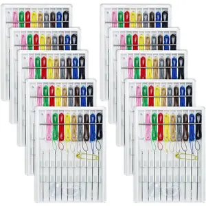 10 Boxes Quick Fix Sewing Kit Pre Mini Threaded Needle Kit with Needles and Thread Box Each Box with 10 Pieces