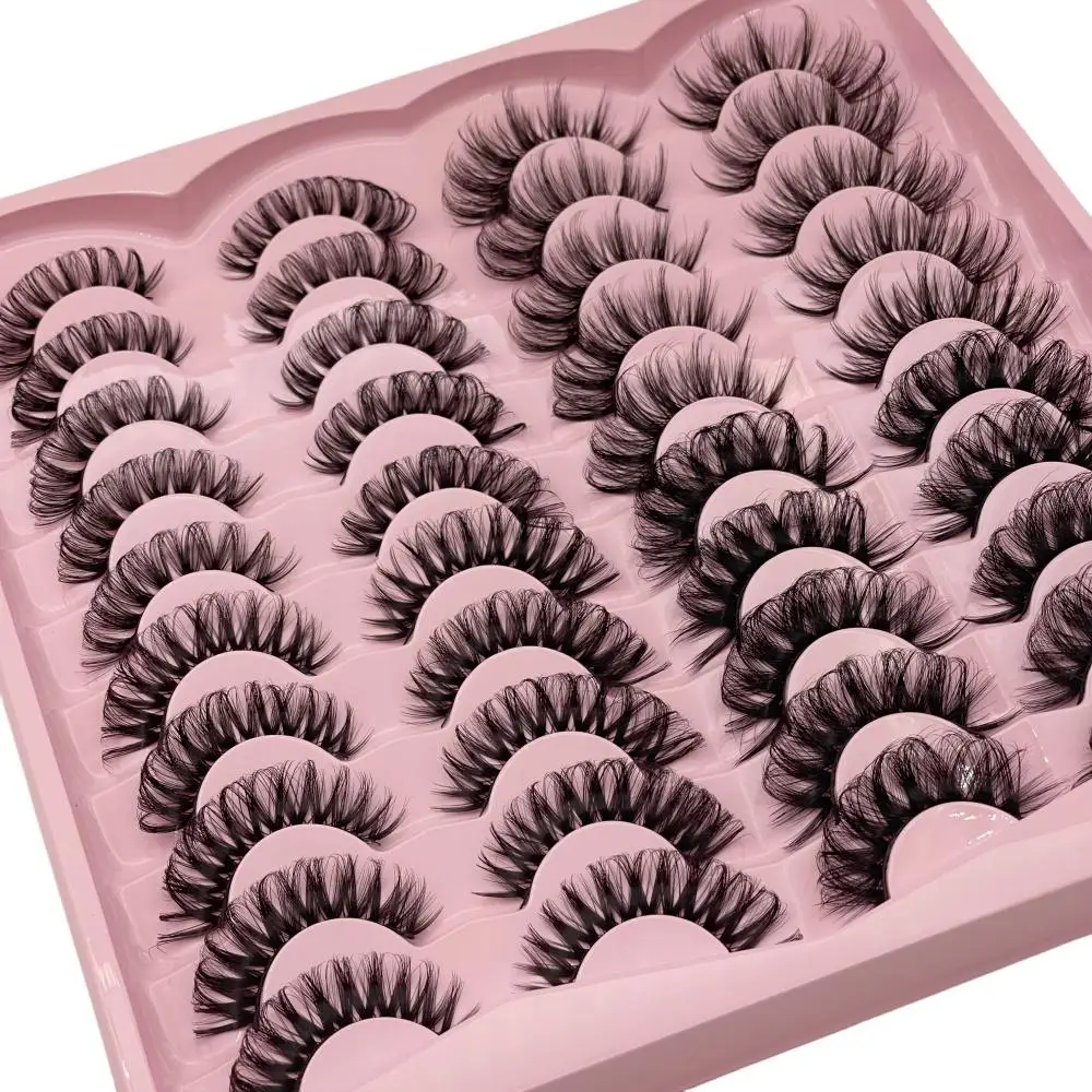 4 Styles Fluffy False Eyelashes, 20 Pairs Black Thickened Natural Curl Eyelashes for Lashes Extensions, Volumized False Eyelashes for Women and Girls
