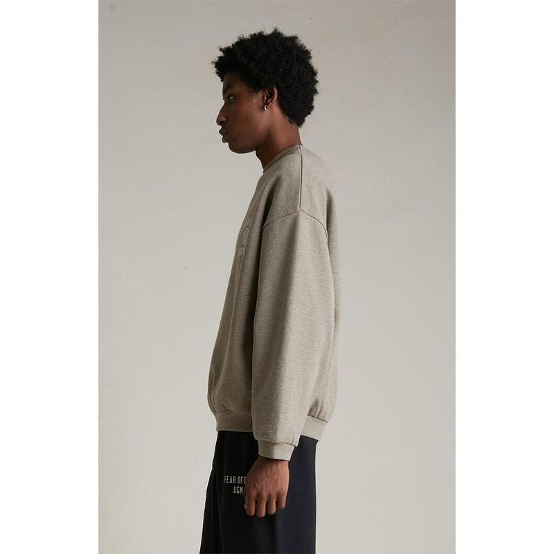 Fear of God ESSENTIALS Men's Heather Grey University Fleece Crew Neck Sweatshirt