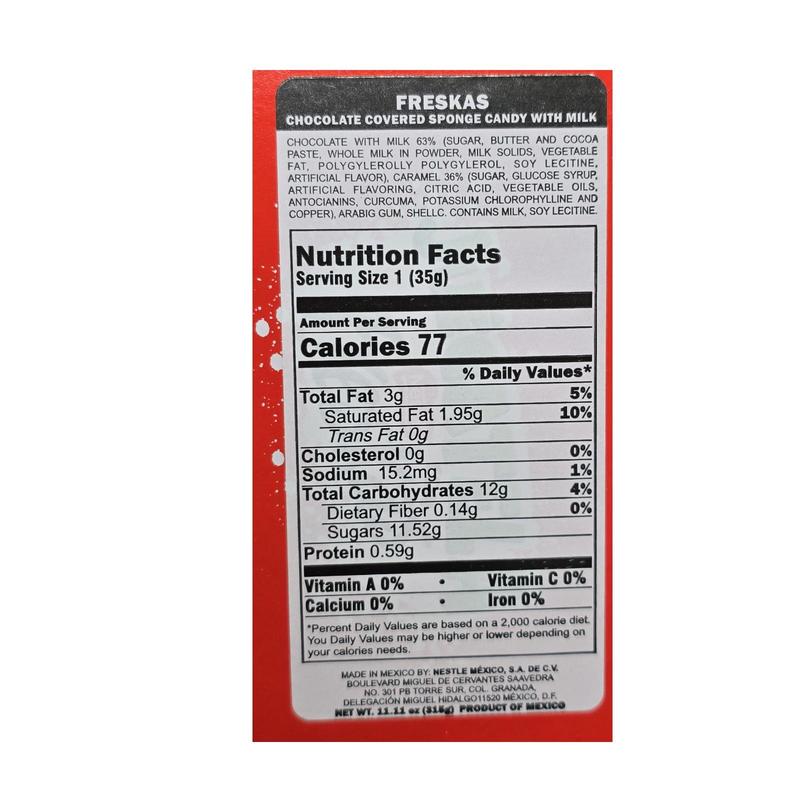 Nestle Freskas Guegatela 9 Pieces Box Caramel Covered Chocolate Mexican Candy 12.9 oz Net Weight Sweet Treats Snack Bonbon Dessert