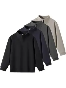 CCCMAI Men's Loose Fit Plain Half-Zip Stand Collar Sweatshirt, Casual Long Sleeve Pullover for Autumn Winter, Fashion Men's Clothes for Daily Wear  Menswear Tops