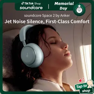 #tiktokshopmemorialday,soundcore Space 2 by Anker, Active Noise Cancelling Headphones, Comfortable Fit, 50H Playtime, LDAC HiRes Wireless Audio, Dual Connection, Clear Calls, Bluetooth 6.1, Nap Mode, Wearing Detection outdoorfun