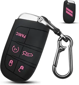 for Dodge Key Fob Cover 5 Button Silicone Remote Key Case for Dodge for Jeep Grand Cherokee