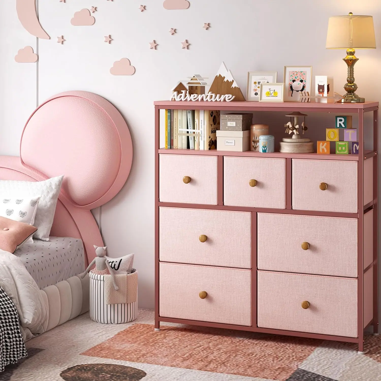 7-Drawer,2-Shelf,Pink