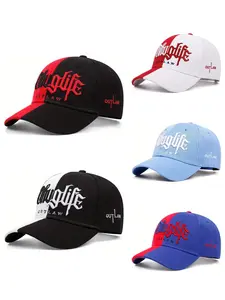 2026 New Fashion Color Blocked Hip Hop Hat Gangster LIFE Personalized Embroidered Baseball Hat Outdoor Daily Life Commuting Decoration Hat Sports Sunshade Hat Unisex Leisure Multi Functional Creative Skateboarding Hat
