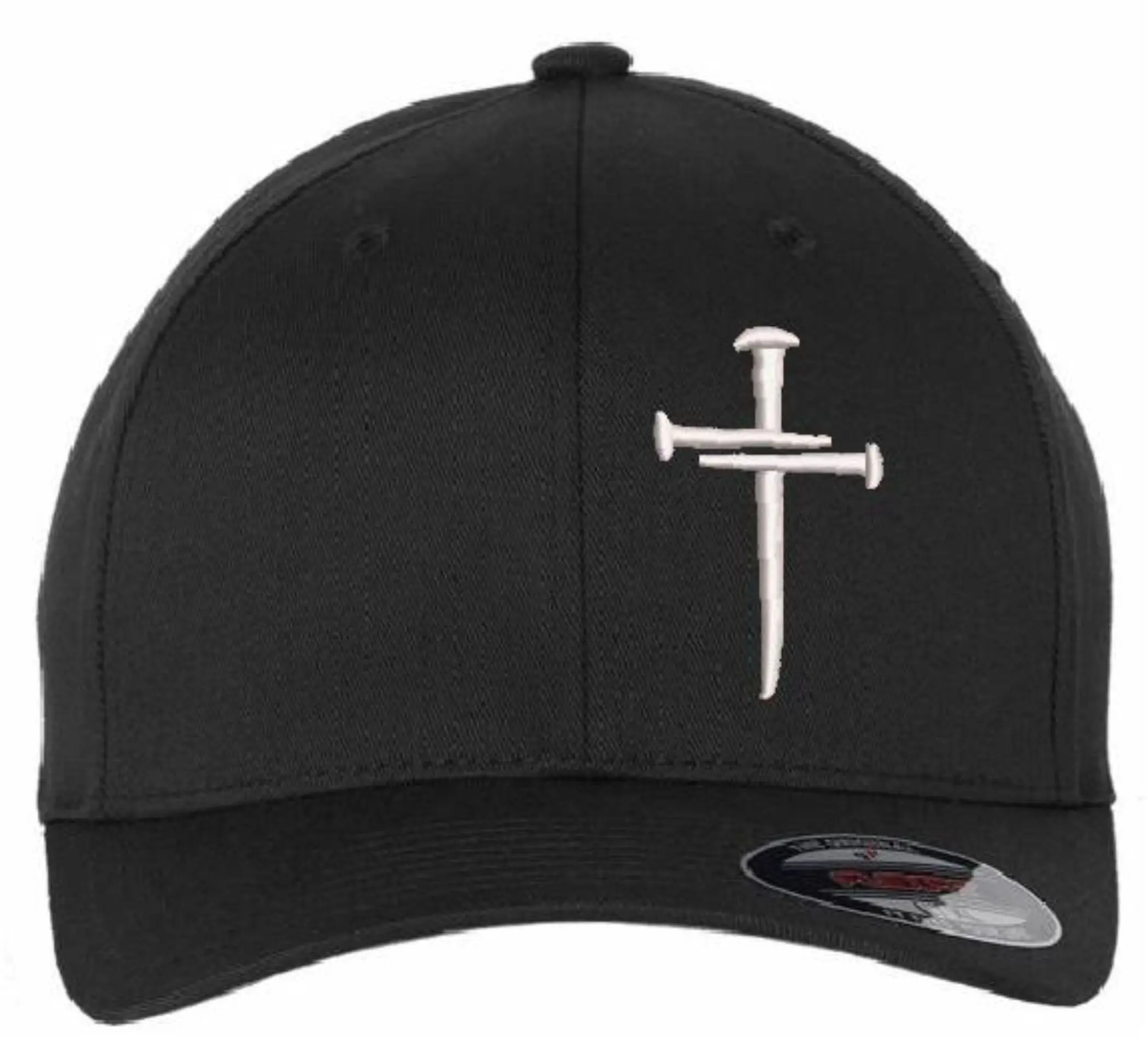 Christian Fitted Hats for Men Women Jesus Christian Cross Cross Flex Fit Hat in Black Dark Navy Dark Gray Sizes S M L XL 2X Machine Washable