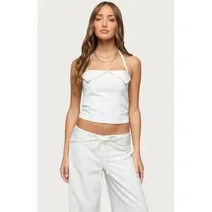 Edikted Women's Parker Pinstripe Halter Top