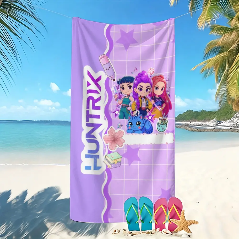 K-Pop Bath Towel with Anime Print, Soft Microfiber, Quick-Dry and Absorbent, Ideal for Beach, Pool, Bathroom, Perfect Gift for Fans